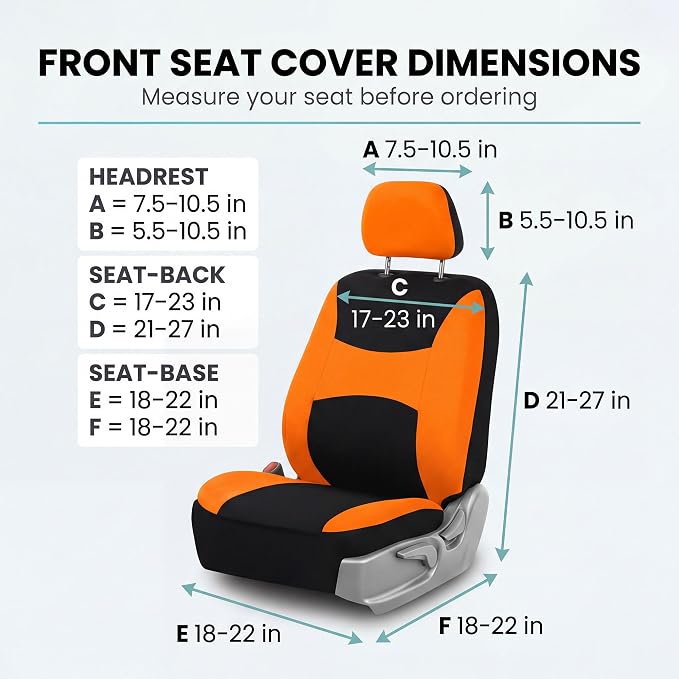 Universal Fabric Seat Covers — Front Seat — Orange