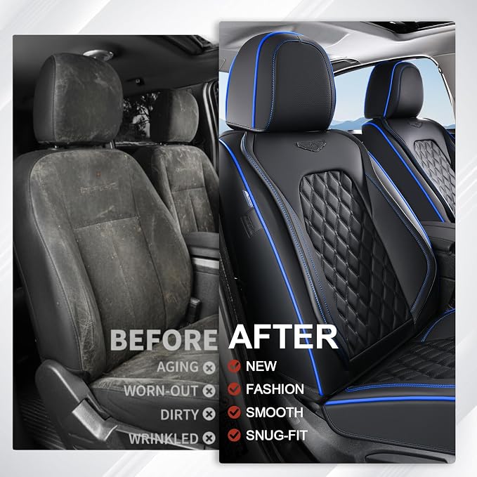 Universal Seat Covers — Front Seat — Black / Blue