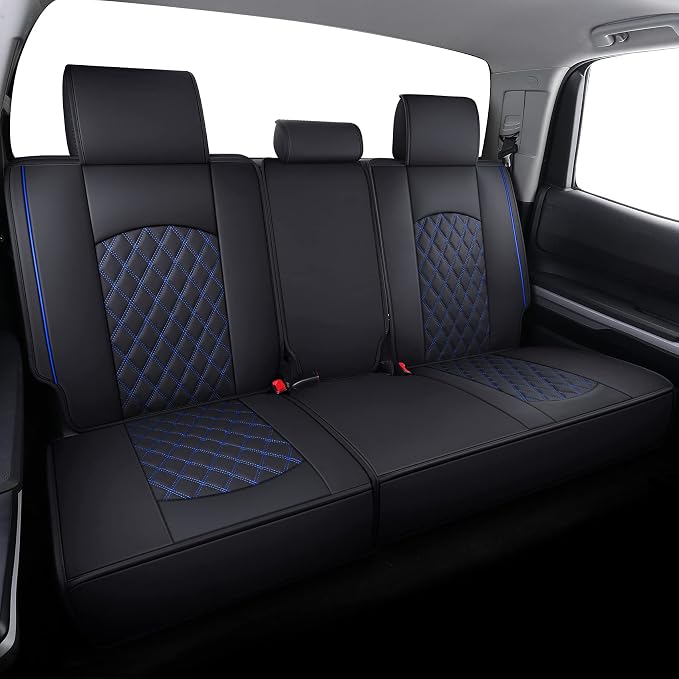 Faux Leather Seat Covers for Toyota Tundra — Rear Seat — Black / Blue