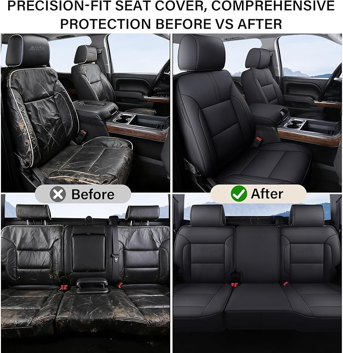 Faux Leather Seat Covers for Chevrolet Silverado / GMC Sierra — Full Set — Black