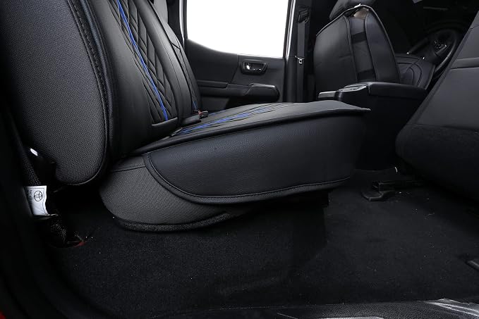 Faux Leather Seat Covers for Toyota Tacoma — Rear Seat — Black / Blue
