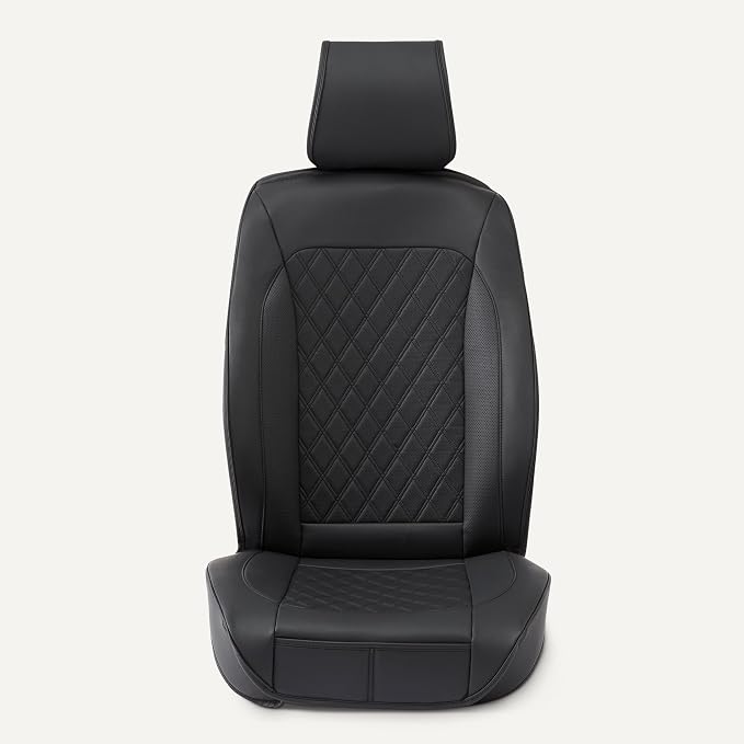 Universal Faux Leather Seat Covers — Front Seat — Black