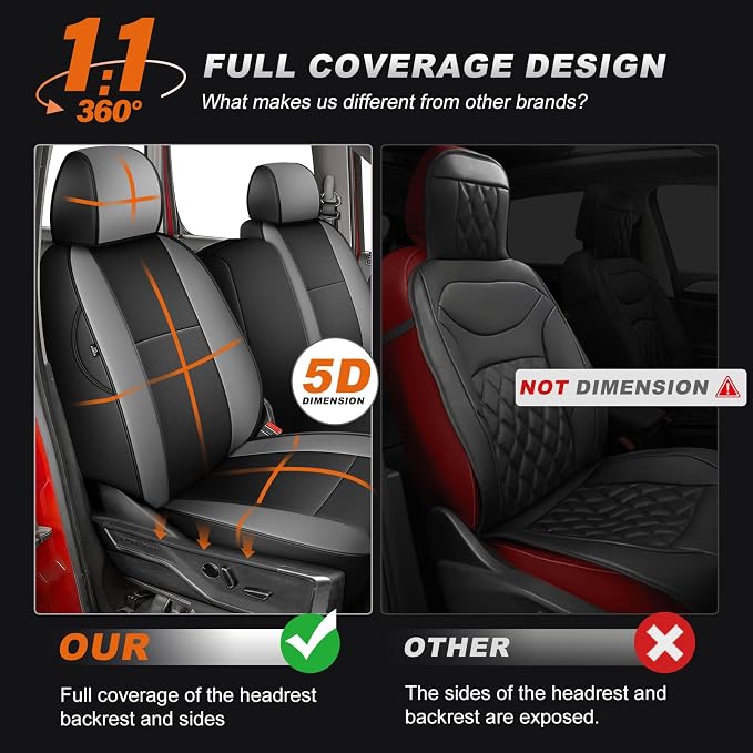 Faux Leather Seat Covers for Chevrolet Silverado / GMC Sierra — Full Set — Black / Gray