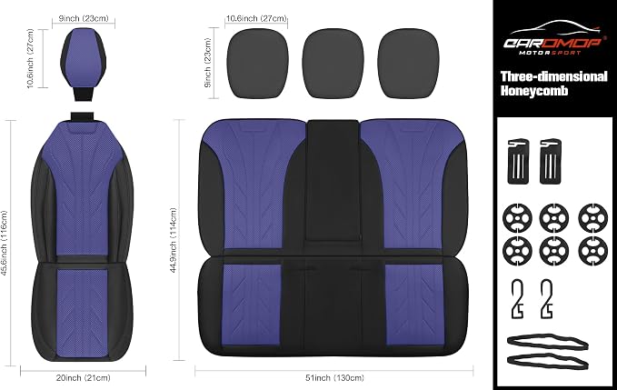 Universal Faux Leather Seat Covers — Front Seat — Black / Blue