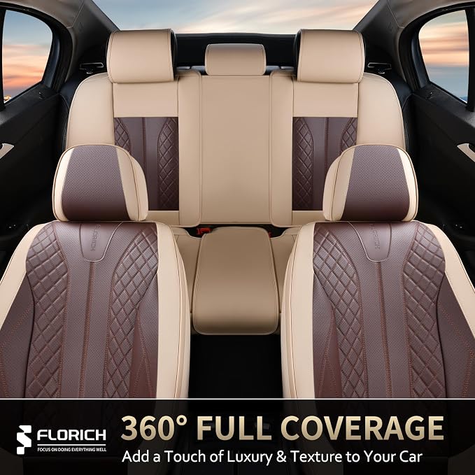 Universal Seat Covers — Full Set — Beige / Coffee