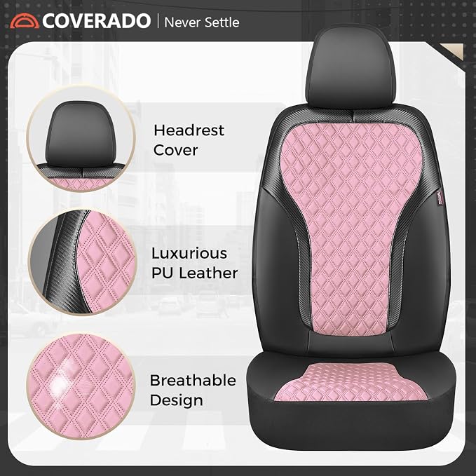 Universal Seat Covers — Full Set — Pink