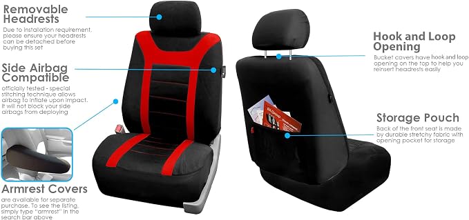 Universal Seat Covers — Front Seat — Red / Black