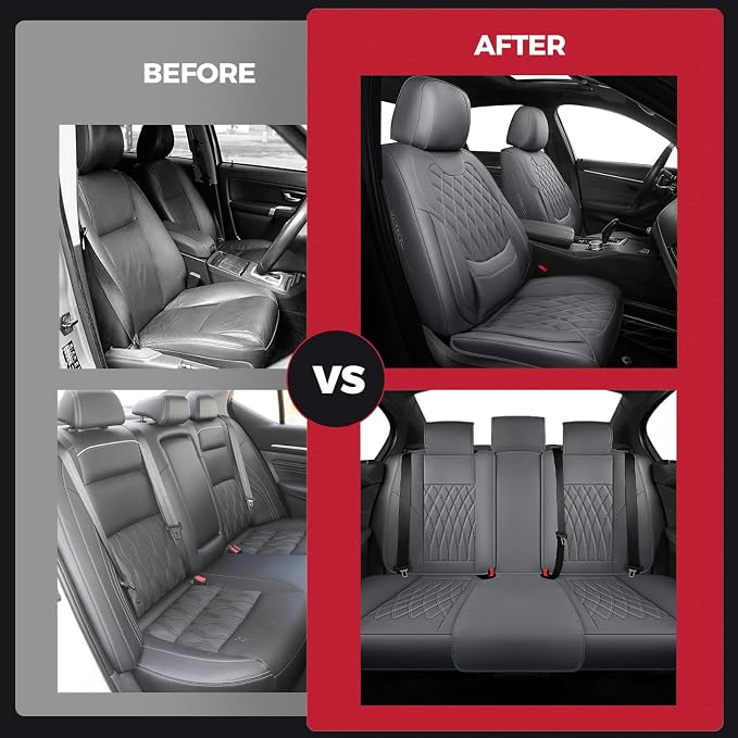Universal Faux Leather Seat Covers — Full Set — Gray