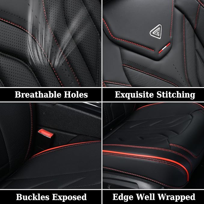 Universal Seat Covers — Full Set — Black / Red