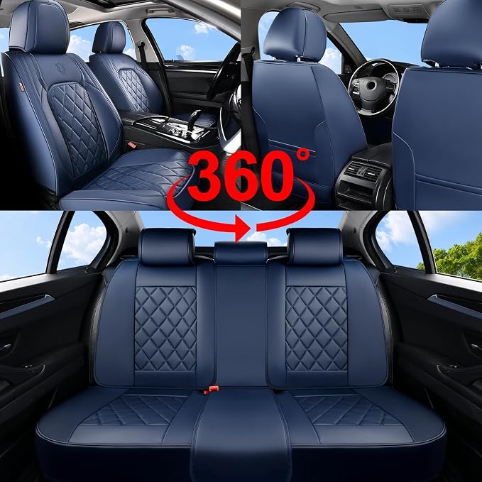 Universal Faux Leather Seat Covers — Full Set — Blue