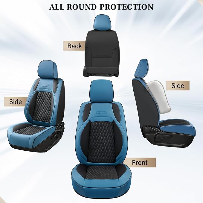 Faux Leather Seat Covers for Chevrolet Silverado / GMC Sierra — Front Seat — Blue