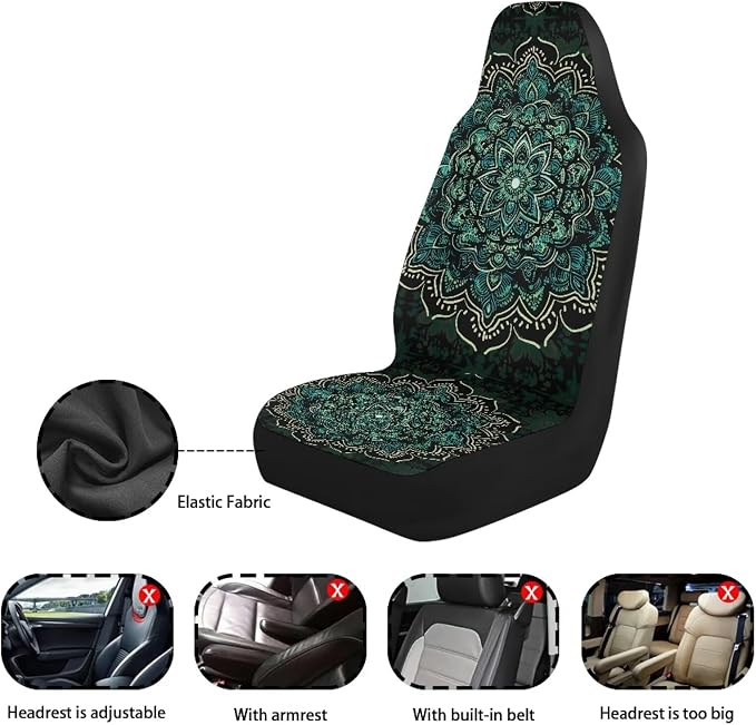 Fabric Car Seat Covers — Front Seat — Green