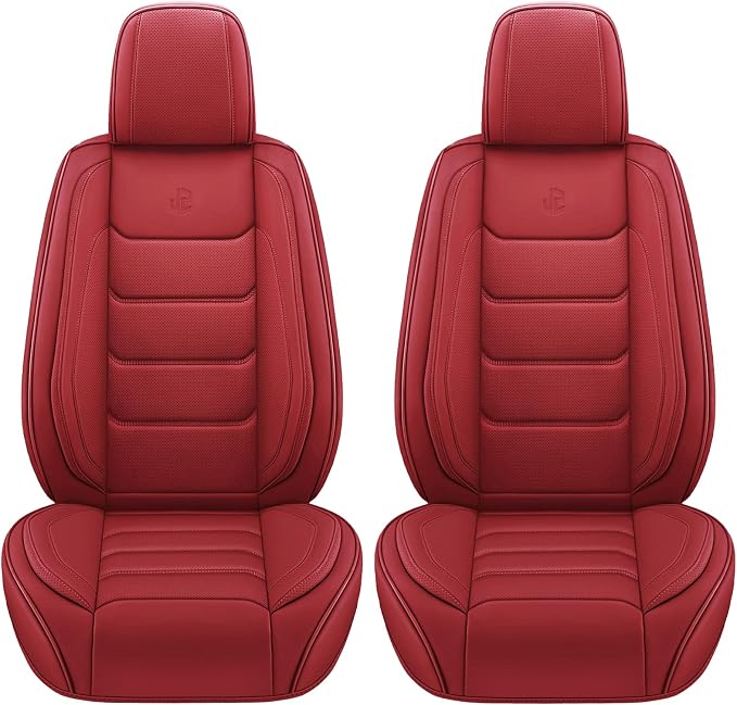 Faux Leather Car Seat Covers — Full Set — Red