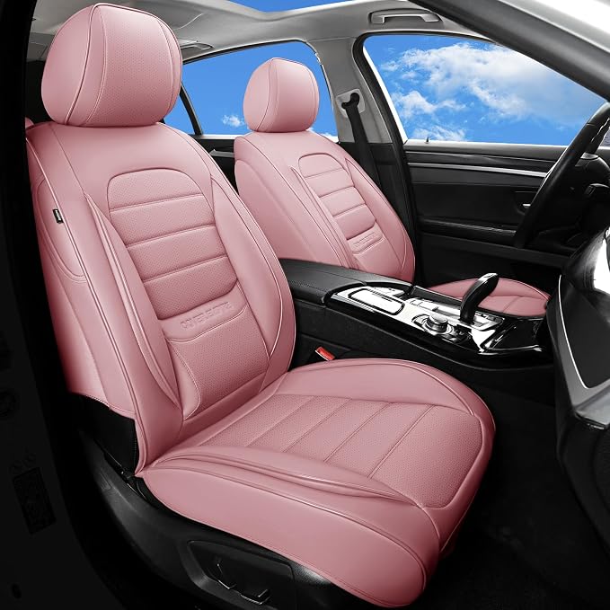 Universal Faux Leather Seat Covers — Full Set — Pink