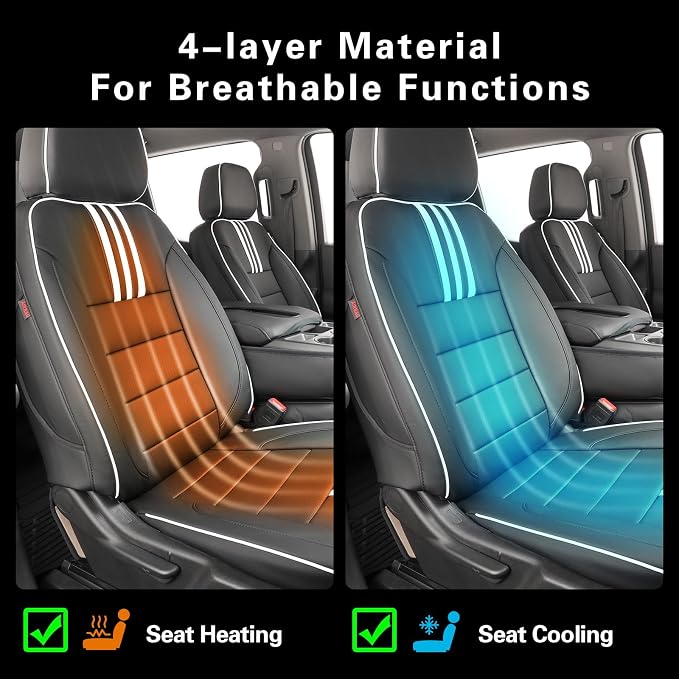 Faux Leather Seat Covers for Chevrolet Silverado — Full Set — Black / White