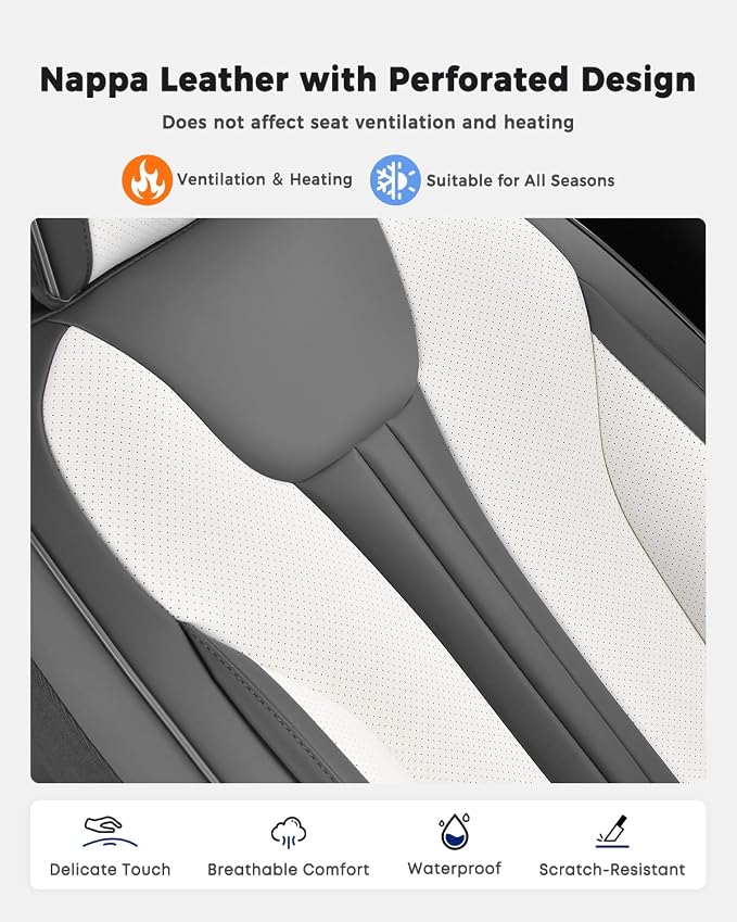 Universal Faux Leather Seat Covers — Gray / White