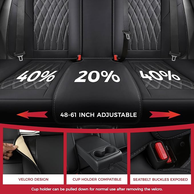Universal Faux Leather Seat Covers — Full Set — Black