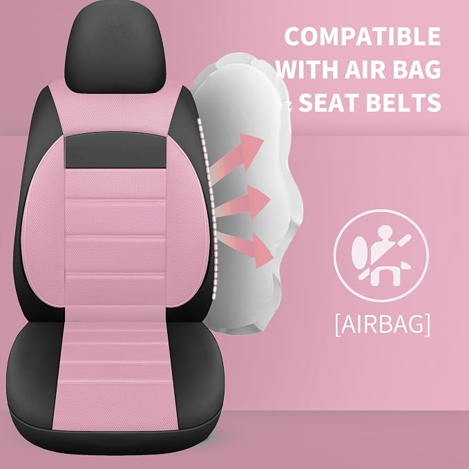 Universal Fabric Seat Covers — Black / Pink