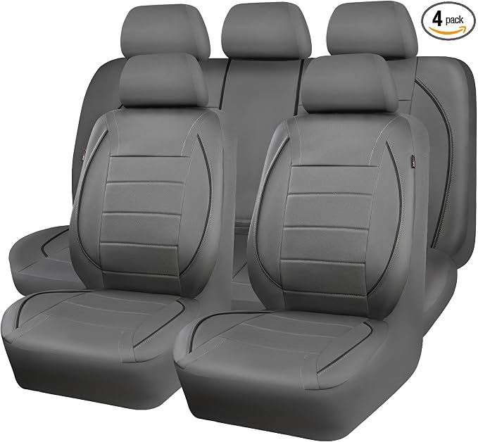 Universal Faux Leather Seat Covers — Full Set — Gray