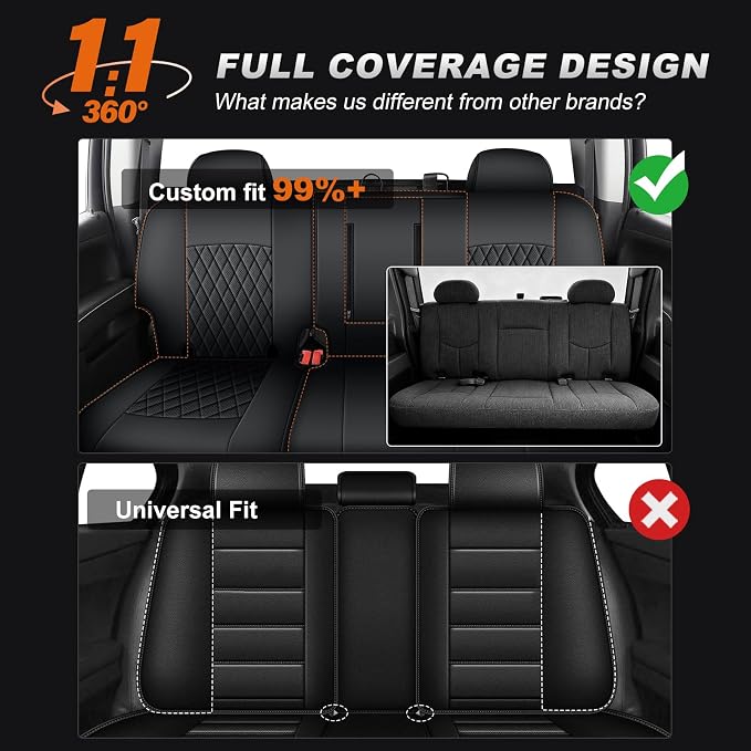 Faux Leather Seat Covers for Chevrolet Silverado / GMC Sierra — Full Set — Black