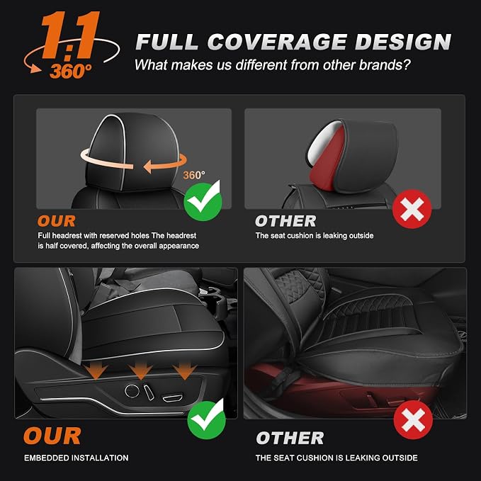Faux Leather Seat Covers for Chevrolet Silverado / GMC Sierra — Full Set — Black / White