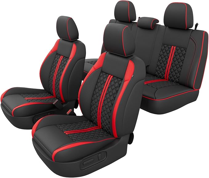 Seat Covers for Toyota Tacoma — Full Set — Black / Red
