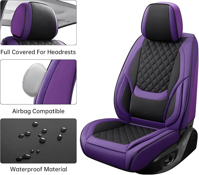 Universal Seat Covers — Full Set — Purple / Black