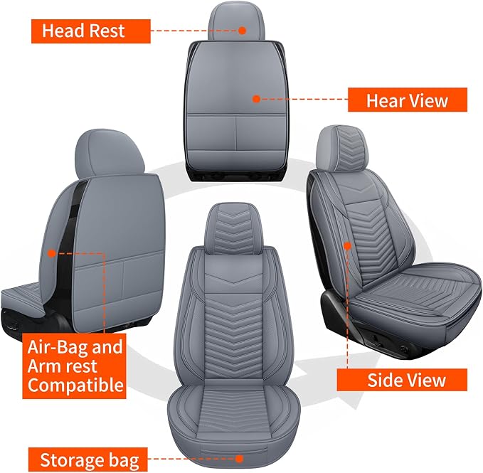Universal Seat Covers — Full Set — Gray