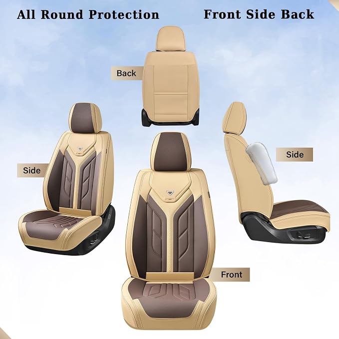 Universal Seat Covers — Full Set — Beige / Coffee