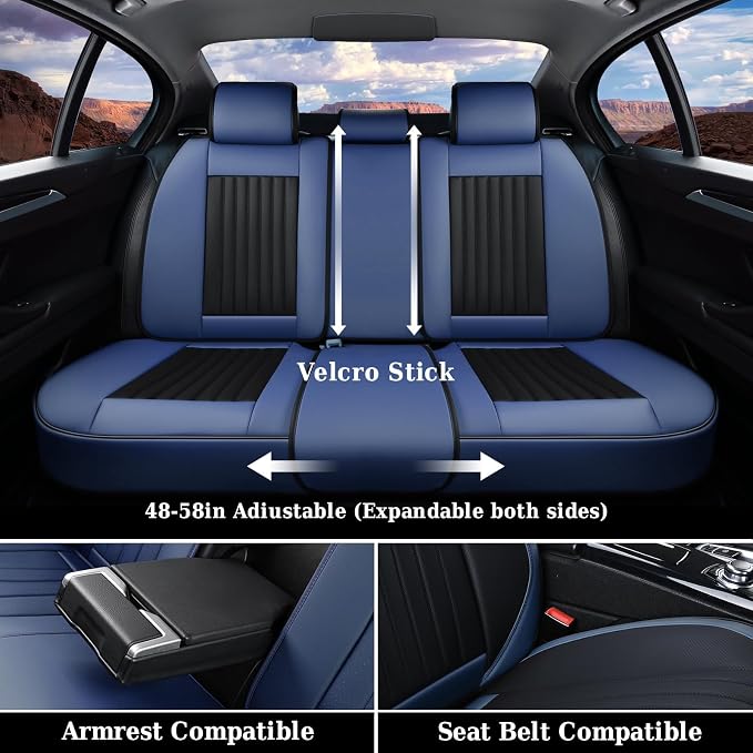 Universal Seat Covers — Full Set — Blue / Black