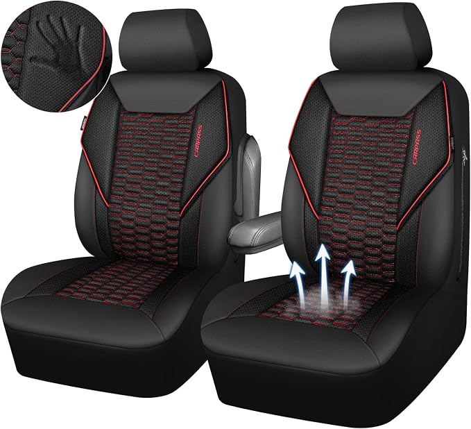 Universal Fabric Seat Covers — Front Seat — Black / Red