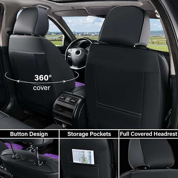 Universal Seat Covers — Full Set — Black / Purple