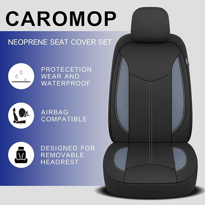 Universal Neoprene Seat Covers — Front Seat — Black / Gray