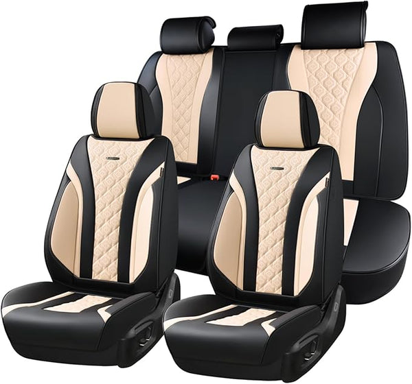 Universal Seat Covers — Full Set — Black / Beige