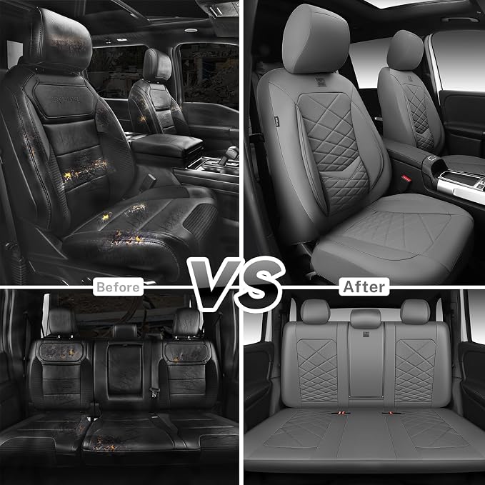Universal Faux Leather Seat Covers — Full Set — Gray