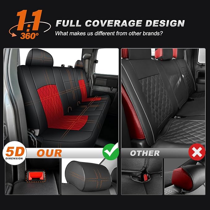Seat Covers for Chevrolet Silverado / GMC Sierra — Full Set — Black / Red