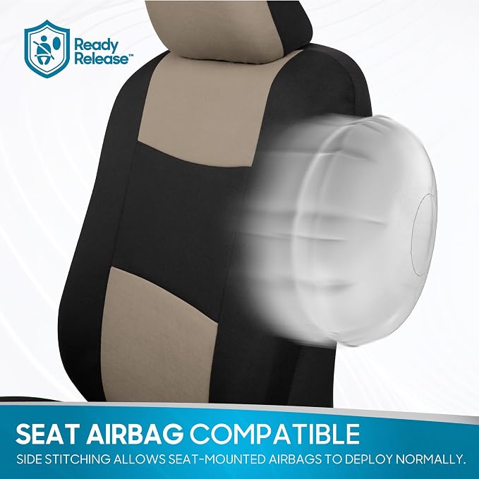 Car Seat Covers — Full Set — Beige / Black