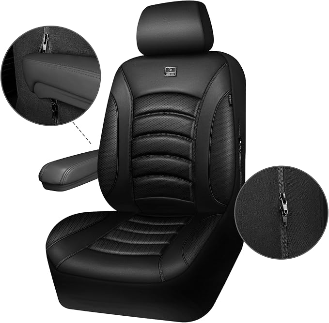 Universal Faux Leather Seat Covers — Front Seat — Black