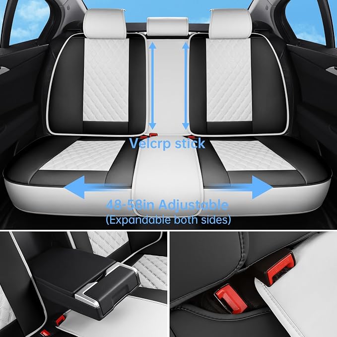 Universal Seat Covers — Full Set — White / Black