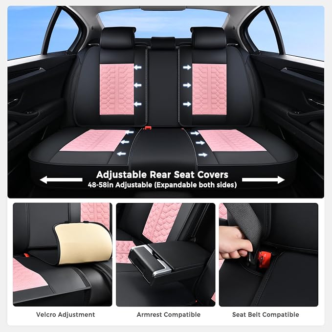 Universal Seat Covers — Full Set — Black / Pink