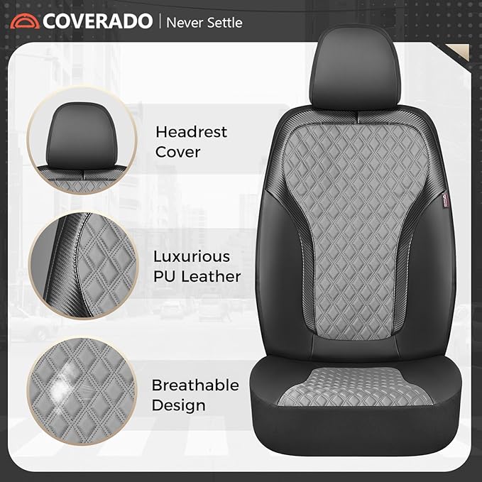 Universal Seat Covers — Full Set — Black / Gray