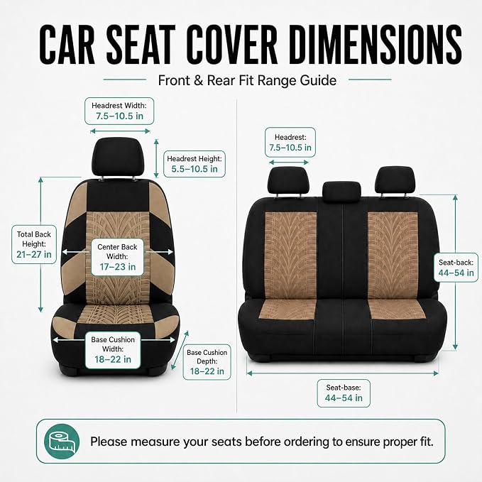 Universal Fabric Seat Covers — Full Set — Beige