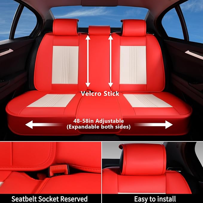 Universal Seat Covers — Full Set — Red / White