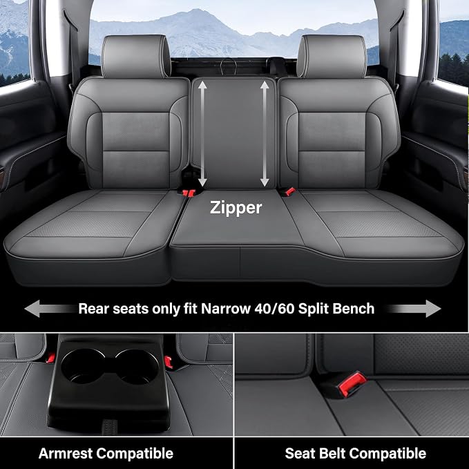 Faux Leather Seat Covers for Chevrolet Silverado / GMC Sierra — Full Set — Gray