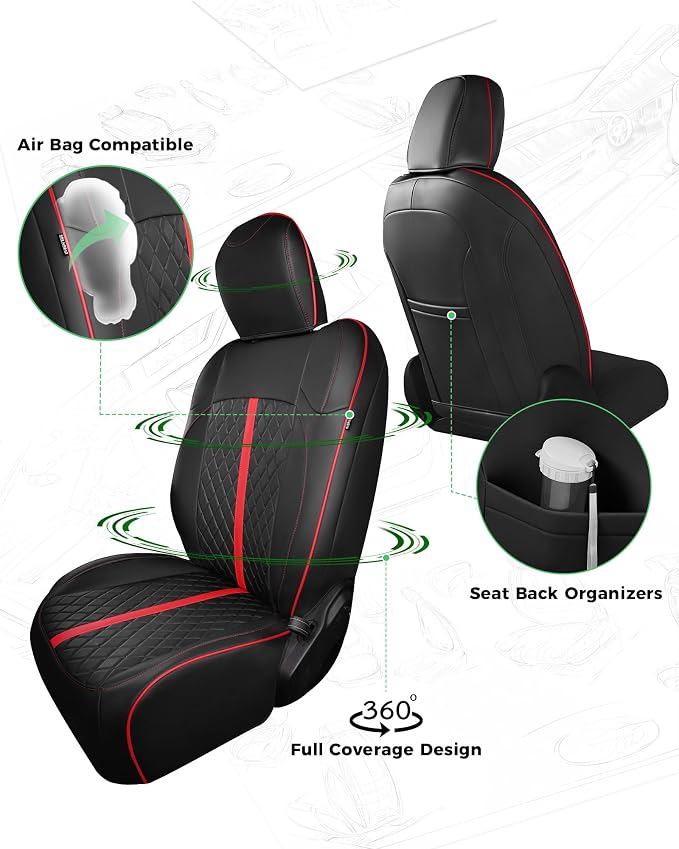 Seat Covers for Jeep Wrangler — Full Set — Black / Red