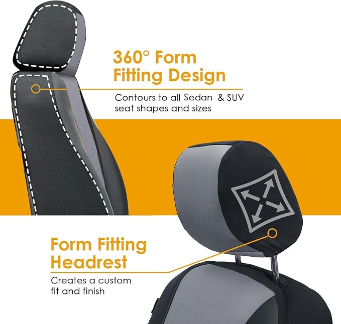 Car Seat Covers — Full Set — Black / Gray