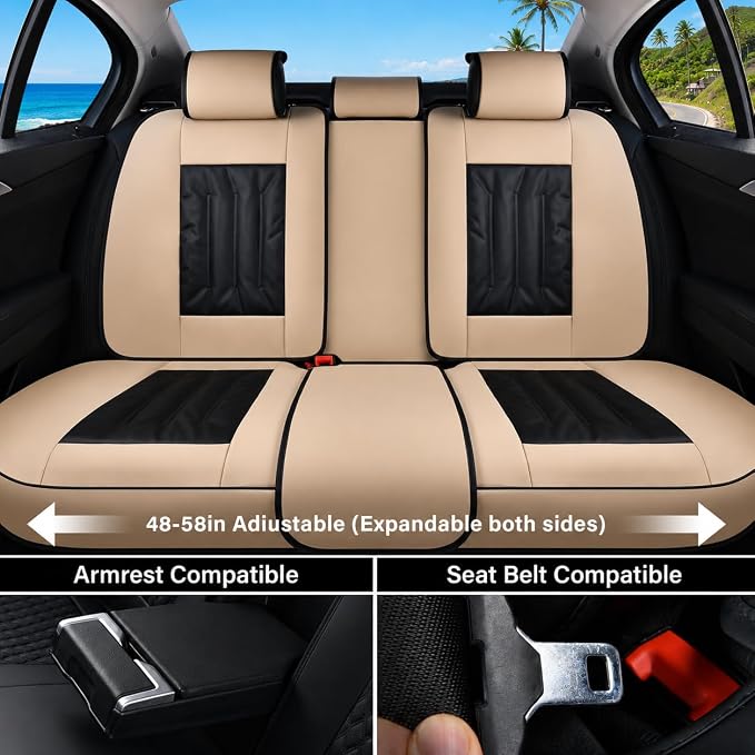 Universal Seat Covers — Full Set — Beige / Black
