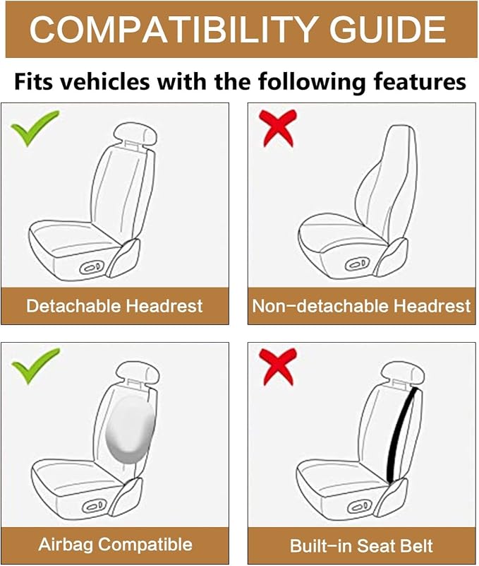 Universal Faux Leather Seat Covers — Front Seat — Black / Red