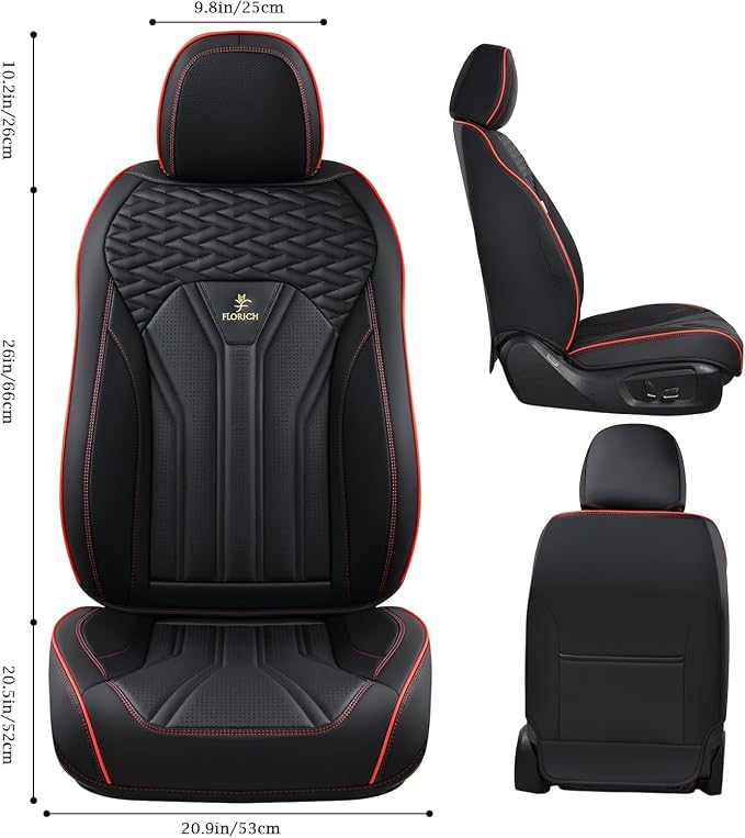 Universal Seat Covers — Full Set — Black / Red