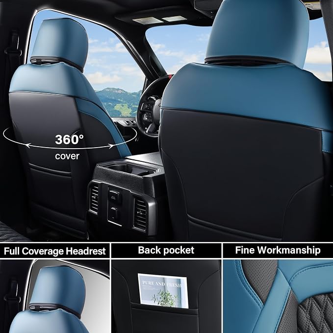 Faux Leather Seat Covers for Chevrolet Silverado / GMC Sierra — Full Set — Blue